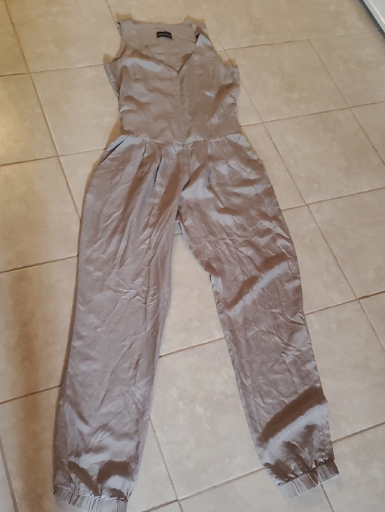 Emporio Armani Pants - Emporio Armani Sleeveless Light Gray Jumpsuit with Elastic Ankles